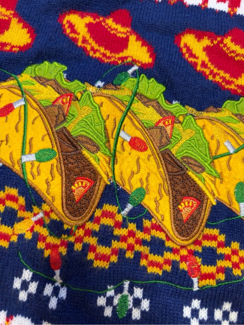 Blizzard Bay Tis the Season for Tacos Ugly Christmas Sweater Size L - Picture 4 of 7